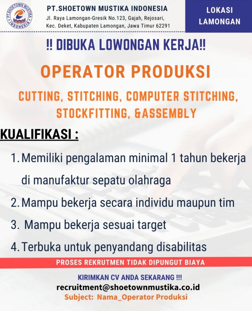 Foto: LOKER PT. SHOETOWN MUSTIKA INDONESIA