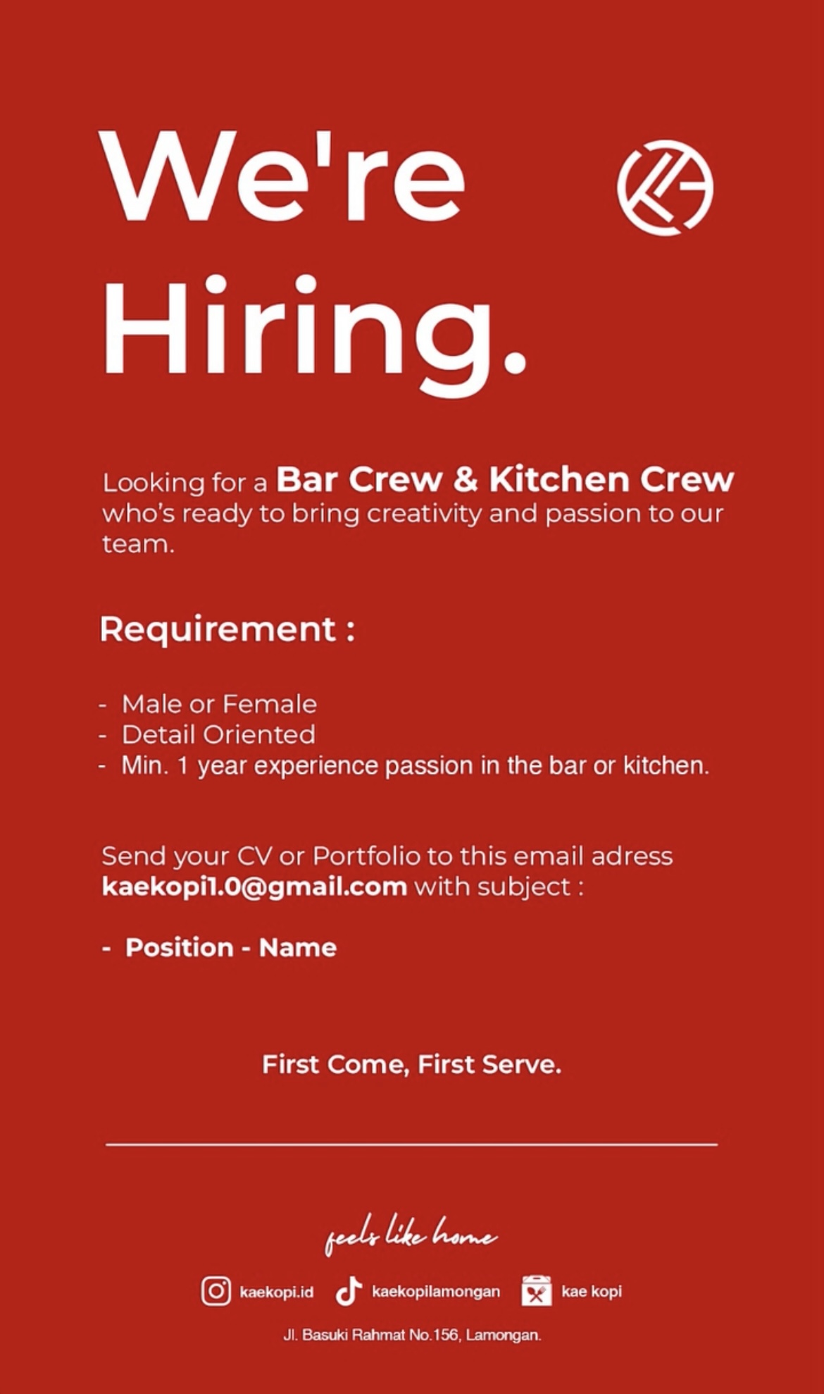 Foto: LOKER KAE KOPI LAMONGAN