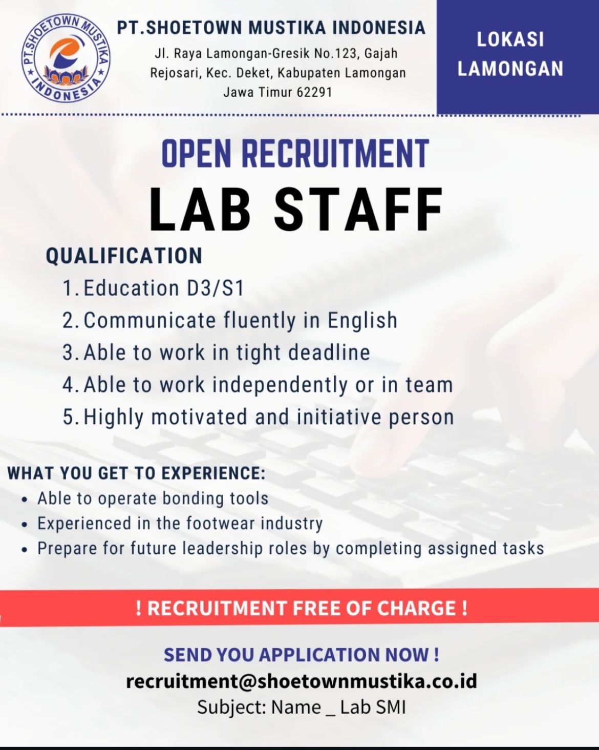 Foto: LOKER PT. SHOETOWN MUSTIKA INDONESIA