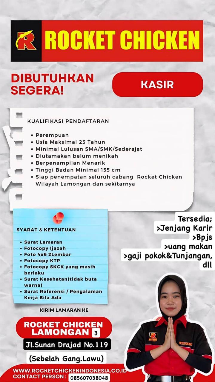 Foto: LOKER ROCKET CHICKEN LAMONGAN