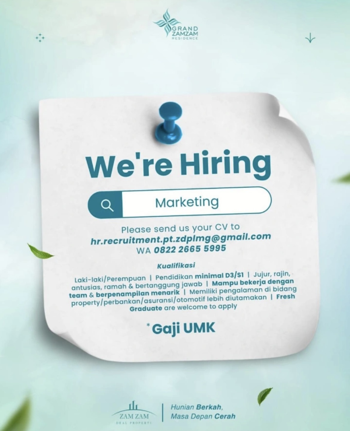 Foto: LOKER GRAND ZAMZAM RESIDENCE