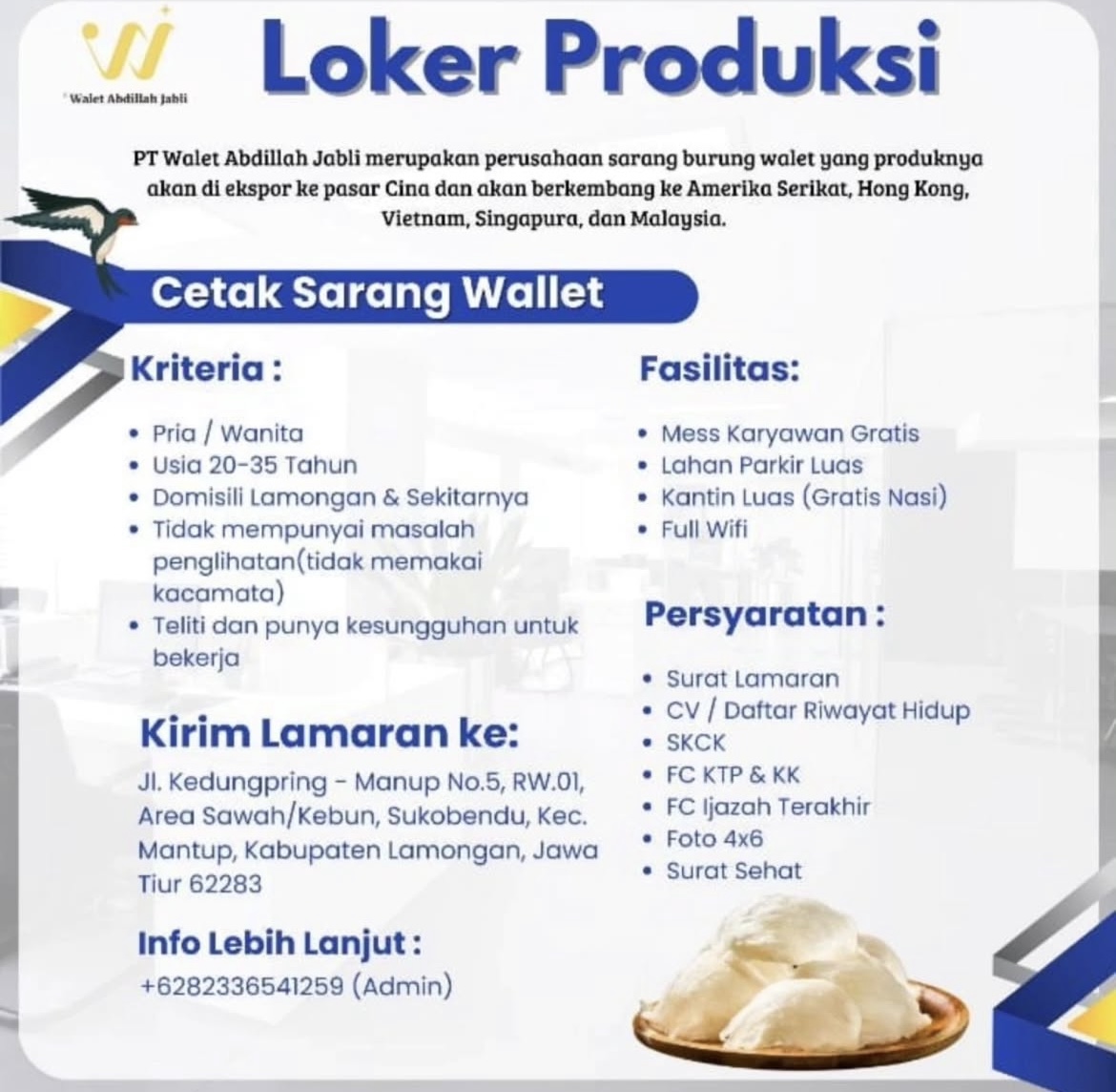 Foto: LOKER PT. WALLET ABDILLAH JABLI