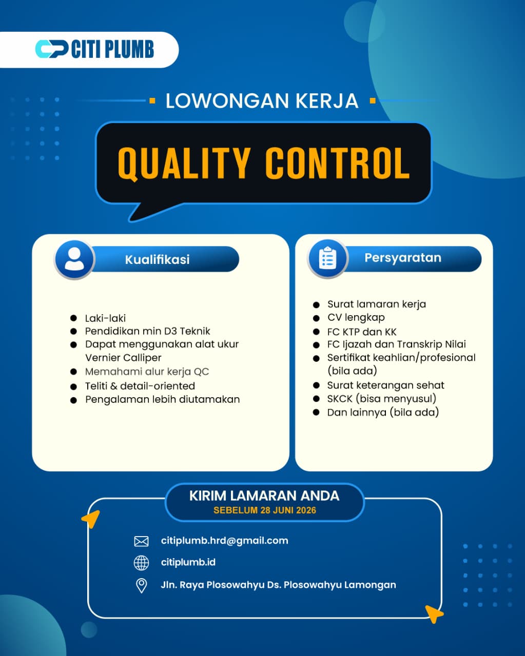 Foto: LOKER PT. CITI PLUMB