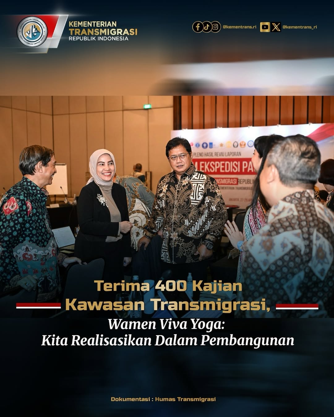 Foto: TERIMA 400 KAJIAN KAWASAN TRANSMIGRASI, WAMEN VIVA YOGA: KITA REALISASIKAN DALAM PEMBANGUNAN