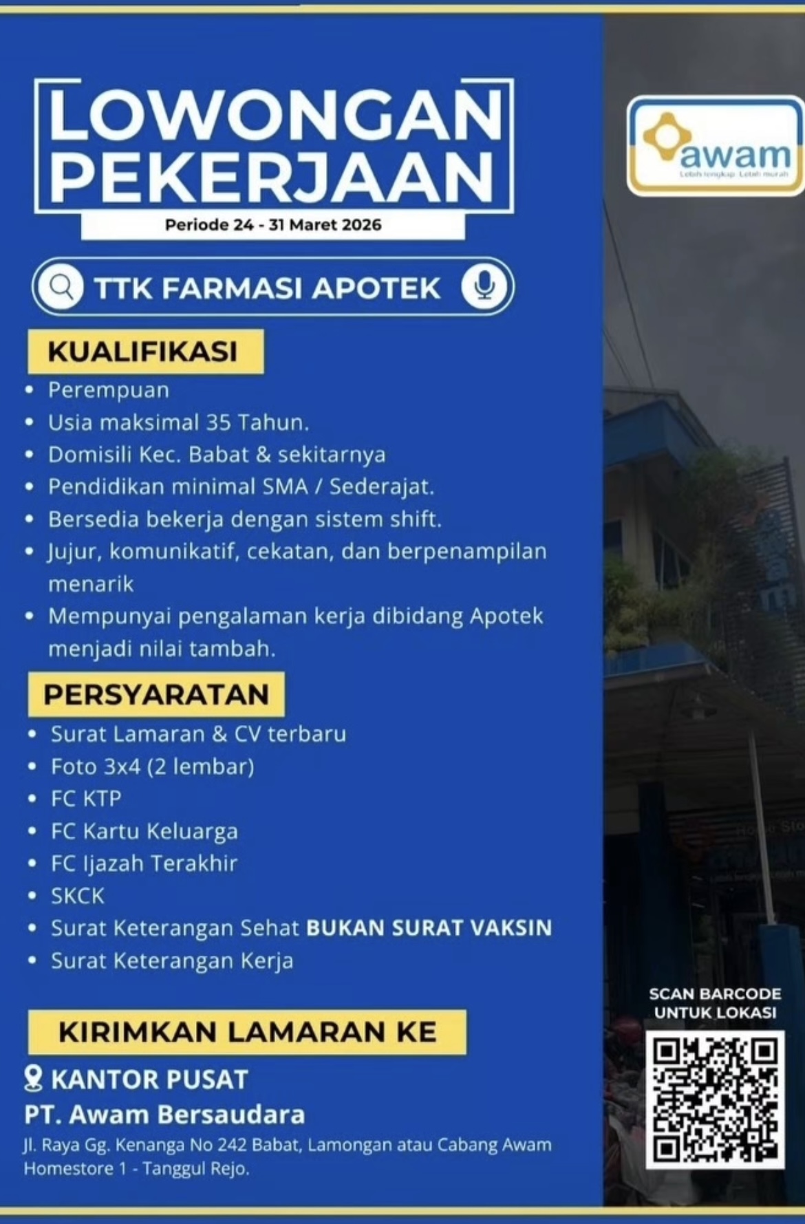 Foto: LOKER PT. AWAM BERSAUDARA