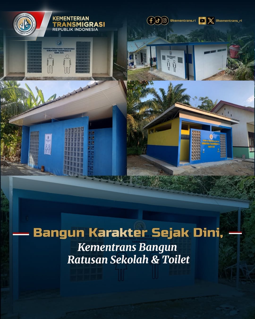 Foto: BANGUN KARAKTER SEJAK DINI, KEMENTRANS BANGUN RATUS SEKOLAH & TOILET