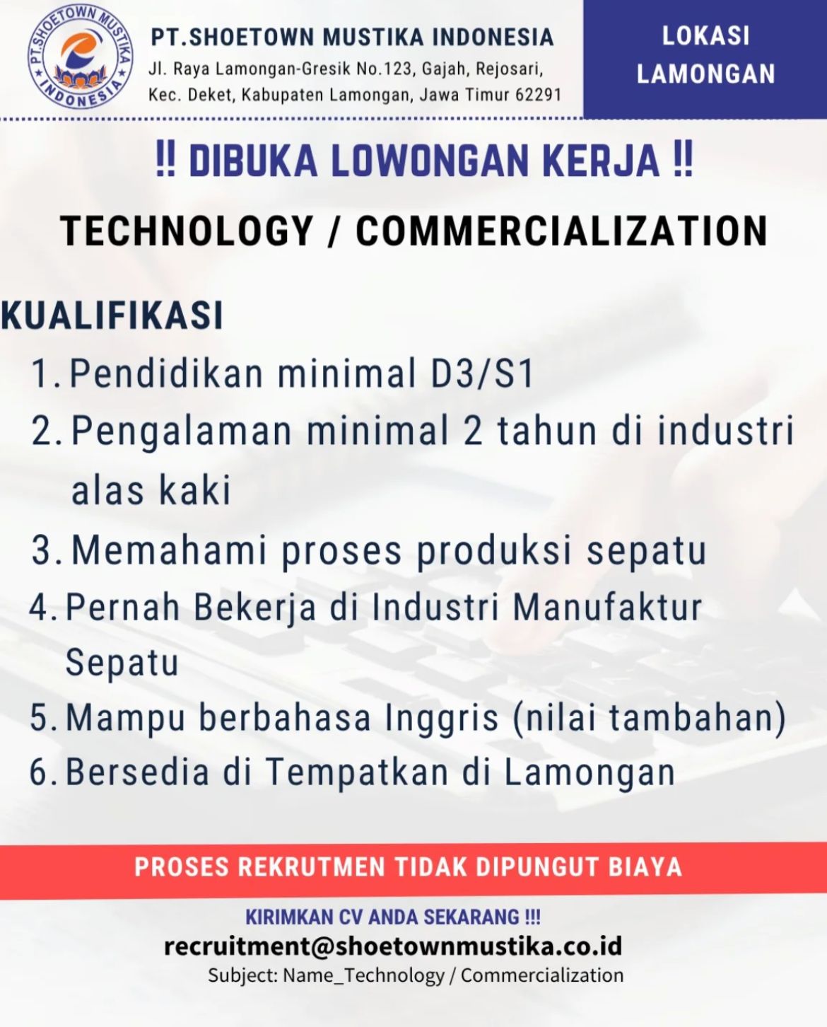 Foto: LOKER PT. SHOETOWN MUSTIKA INDONESIA