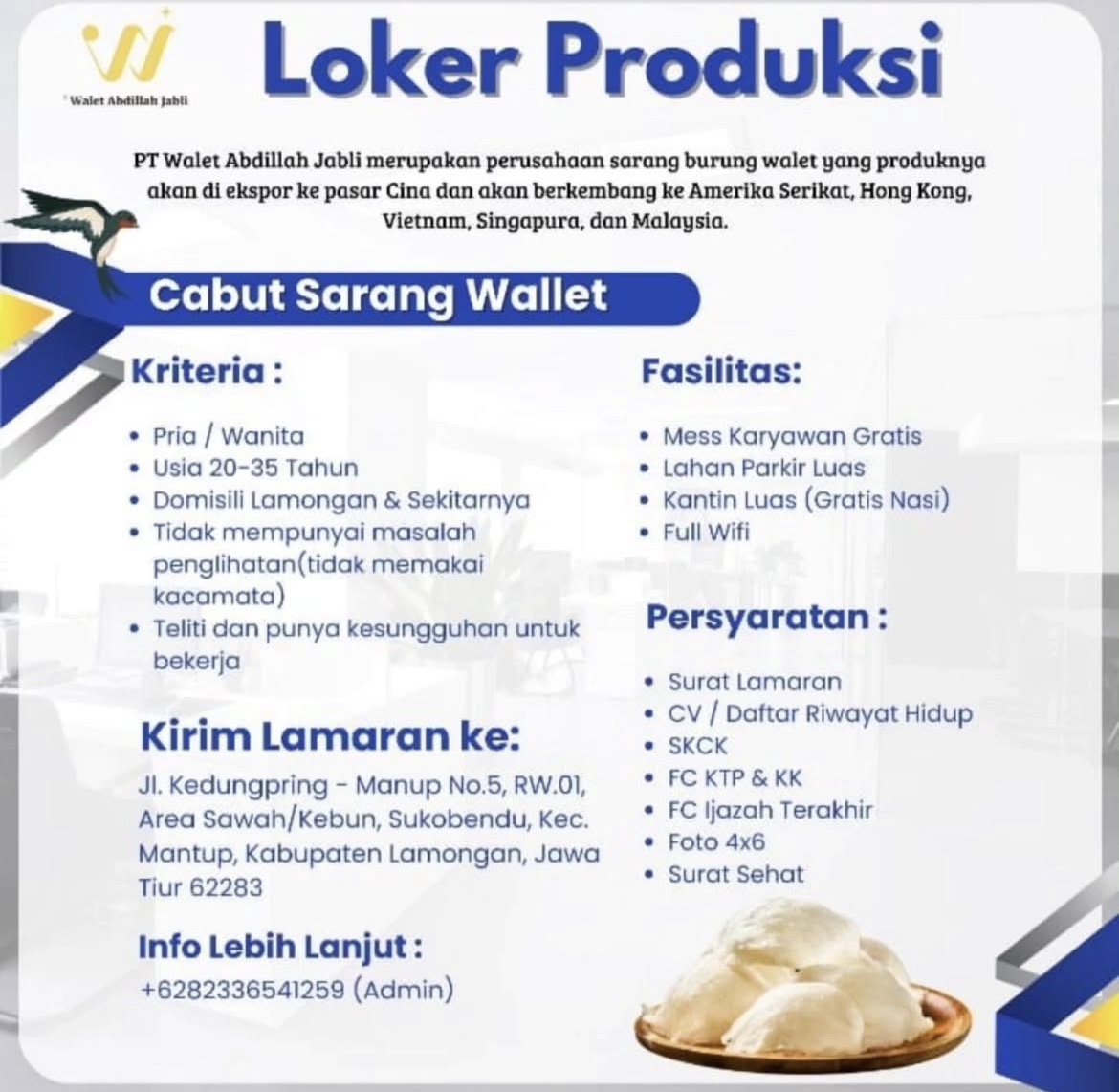 Foto: LOKER PT. WALLET ABDILLAH JABLI