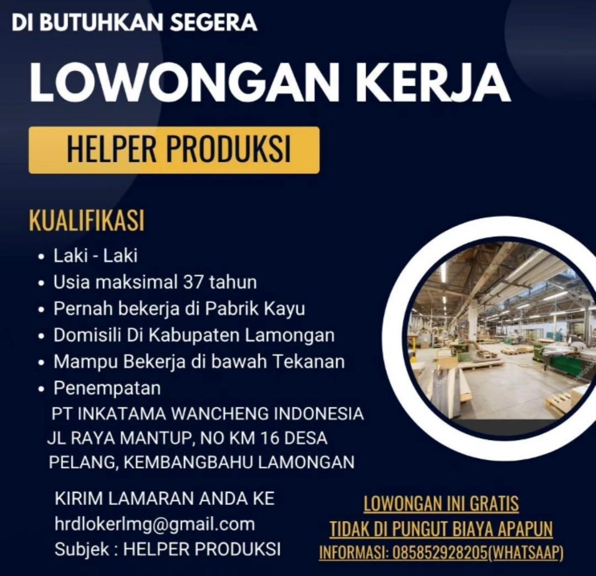Foto: LOKER PT. INKATAMA WANCHENG INDONESIA