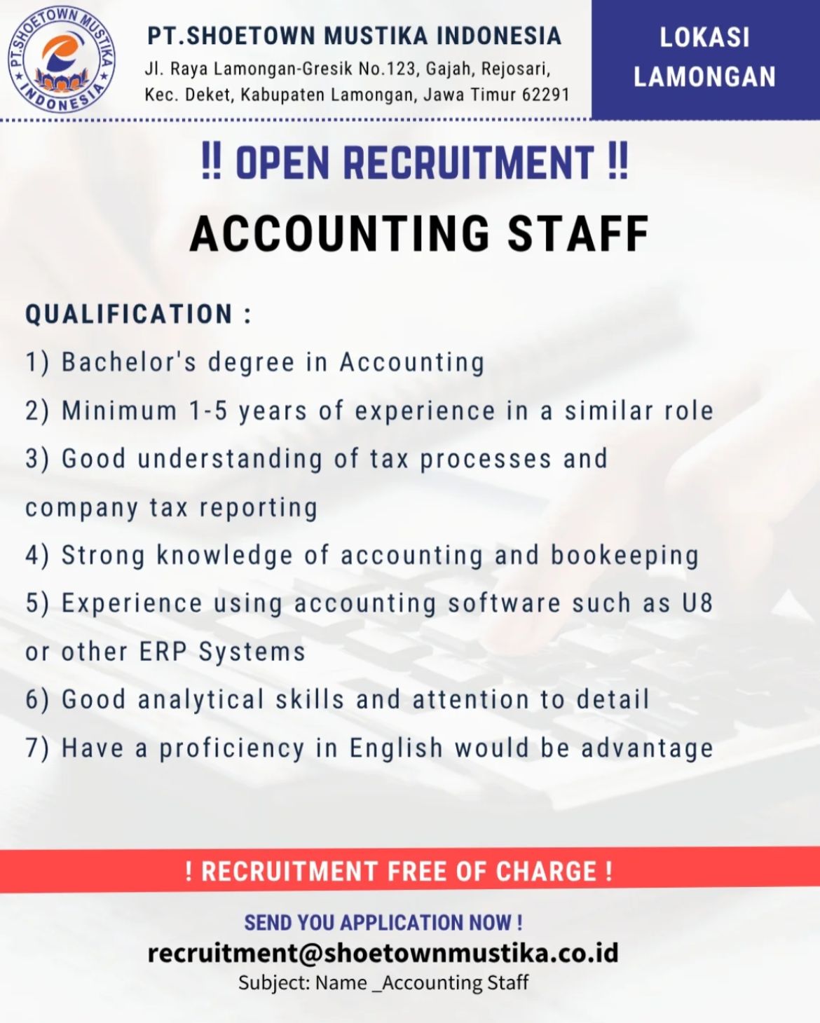 Foto: LOKER PT. SHOETOWN MUSTIKA INDONESIA