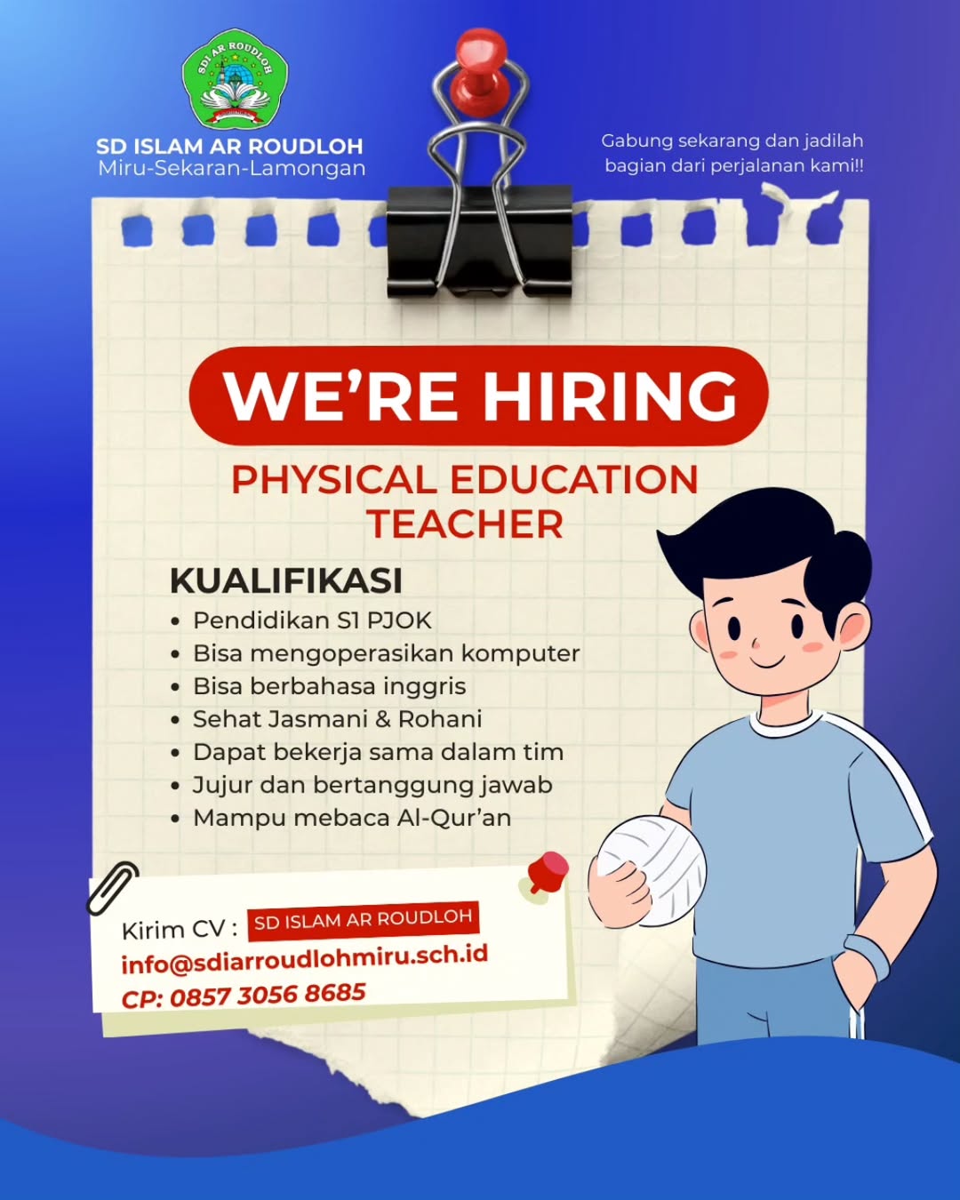 Foto: LOKER SD ISLAM AR ROUDLOH MIRU SEKARAN