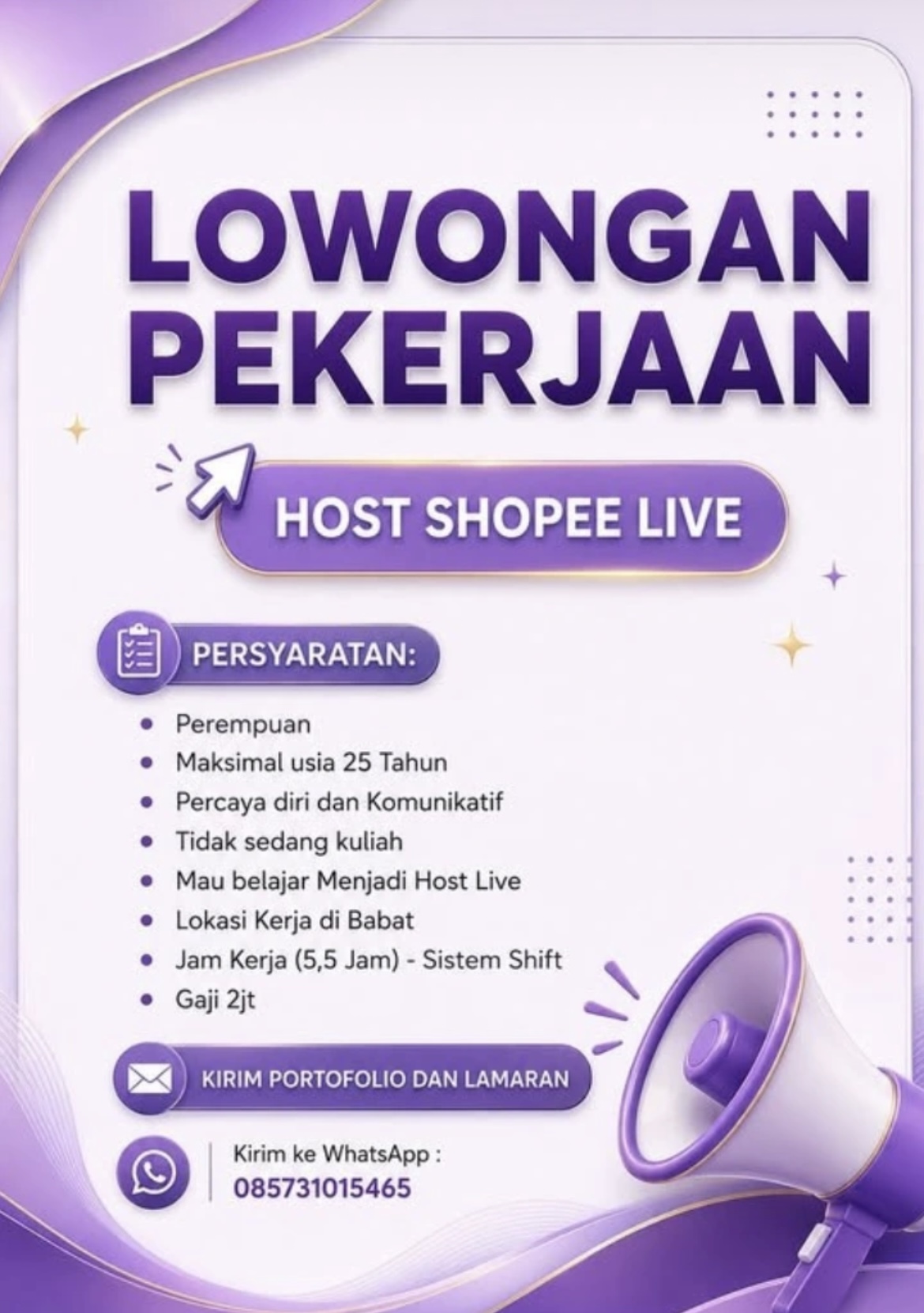 Foto: LOKER SHOPEE LIVE