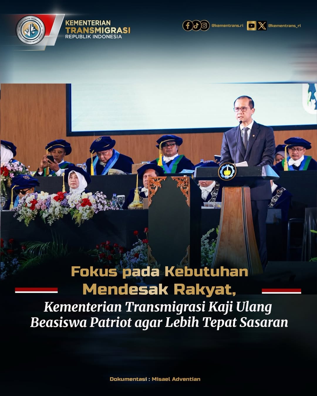 Foto: FOKUS PADA KEBUTUHAN MENDESAK RAKYAT, KEMENTERIAN TRANSMIGRASI KAJI ULANG BEASISWA PATRIOT AGAR LEBIH TEPAT SASARAN