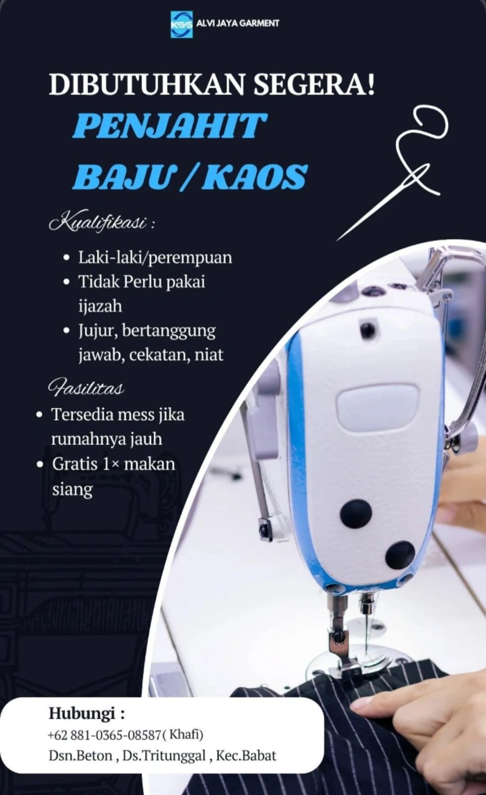 Foto: LOKER ALVI JAYA GARMENT