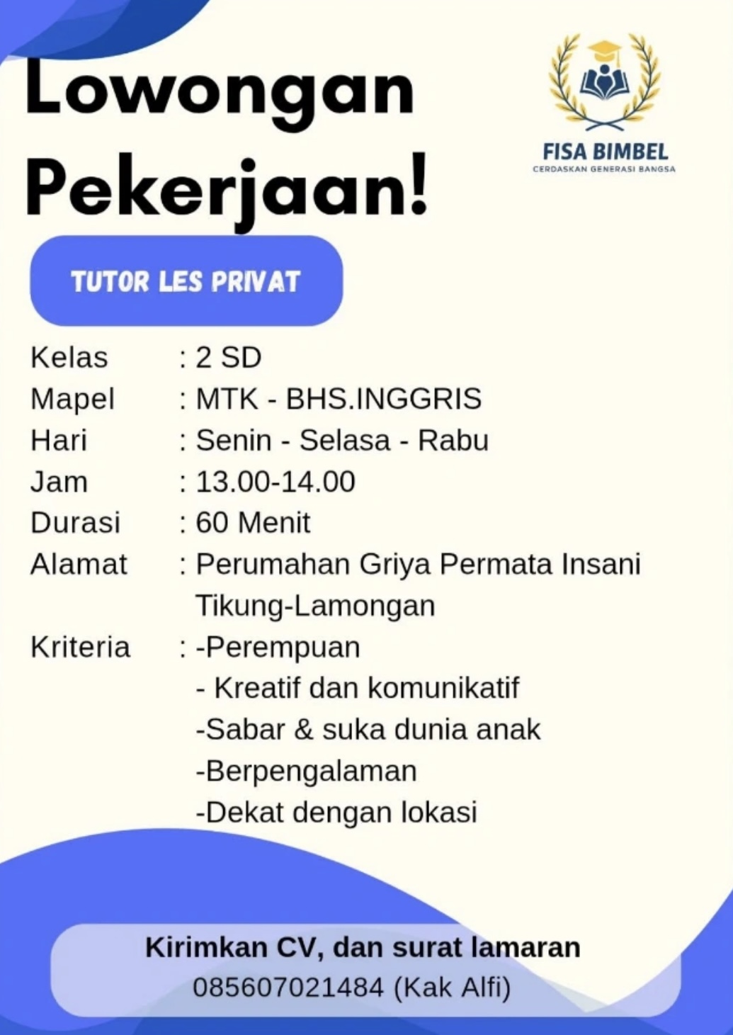 Foto: LOKER FISA BIMBEL