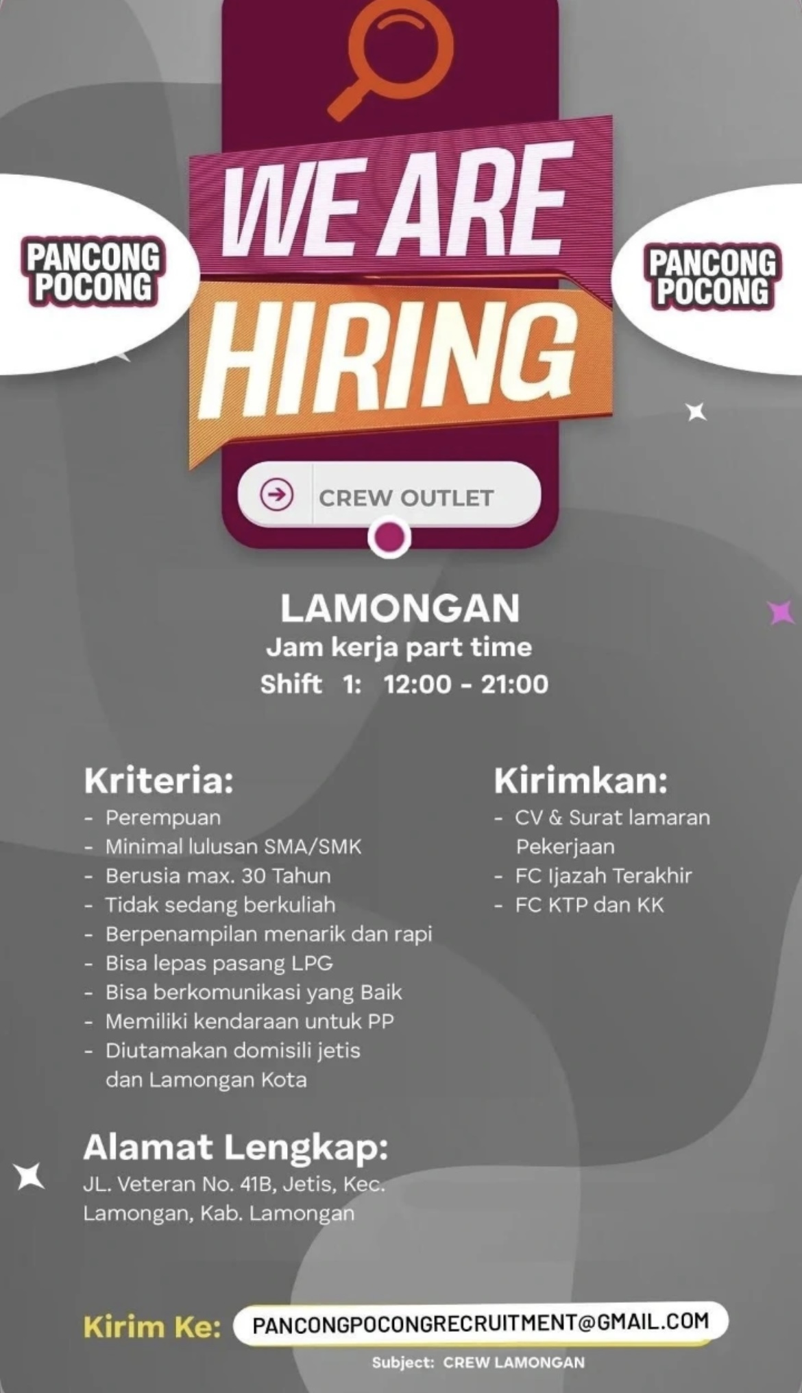 Foto: LOKER PANCONG POCONG