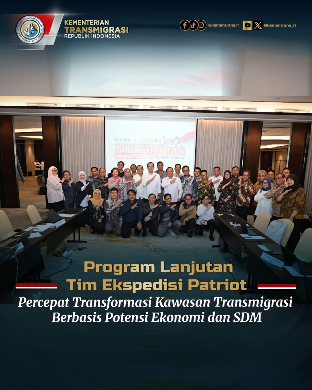 Foto: PROGRAM LANJUTAN TIM EKSPEDISI PATRIOT PERCEPAT TRANSFORMASI KAWASAN TRANSMIGRASI BERBASIS POTENSI EKONOMI DAN SDM