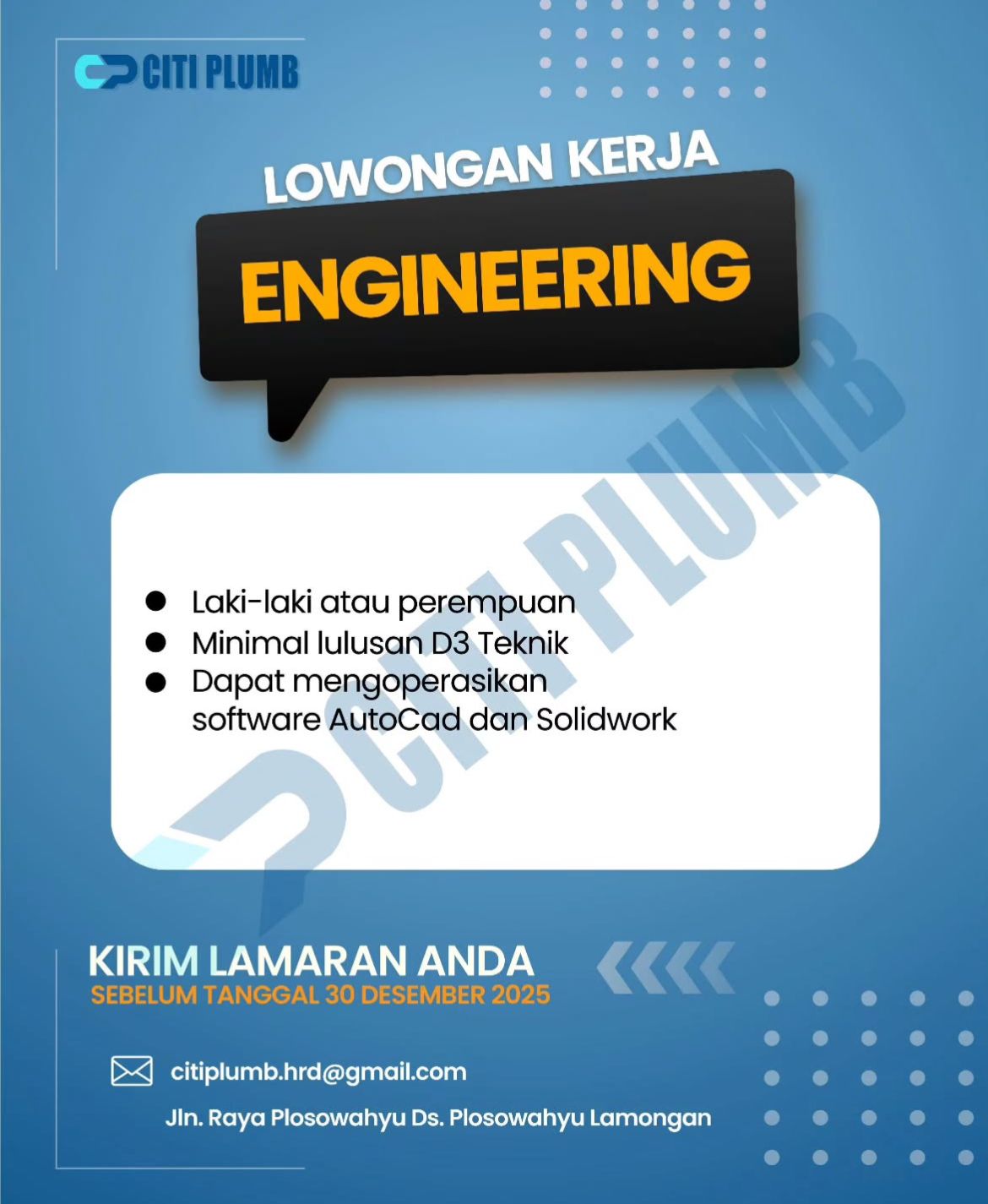 Foto: LOKER PT. CITI PLUMB