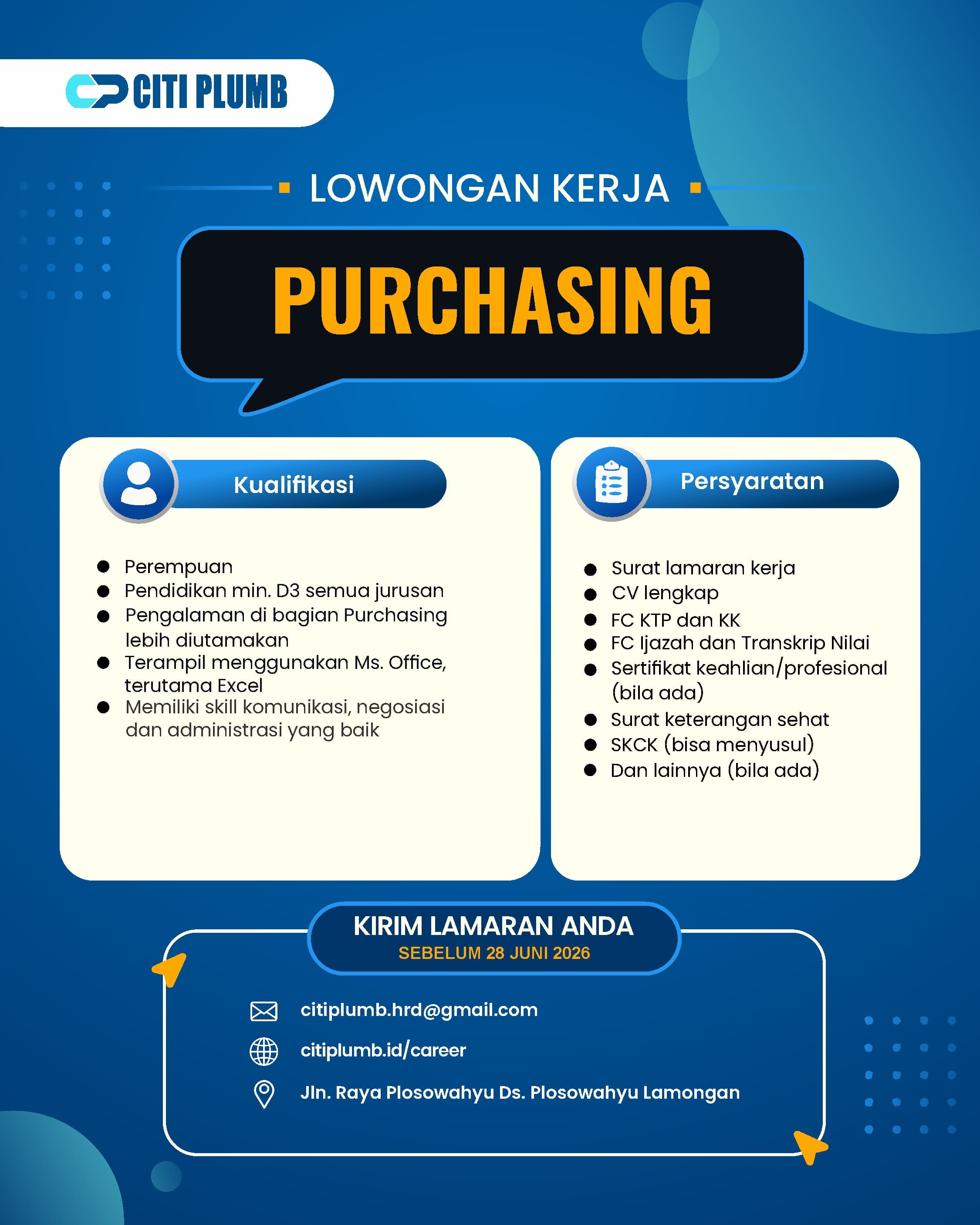Foto: LOKER PT. CITI PLUMB