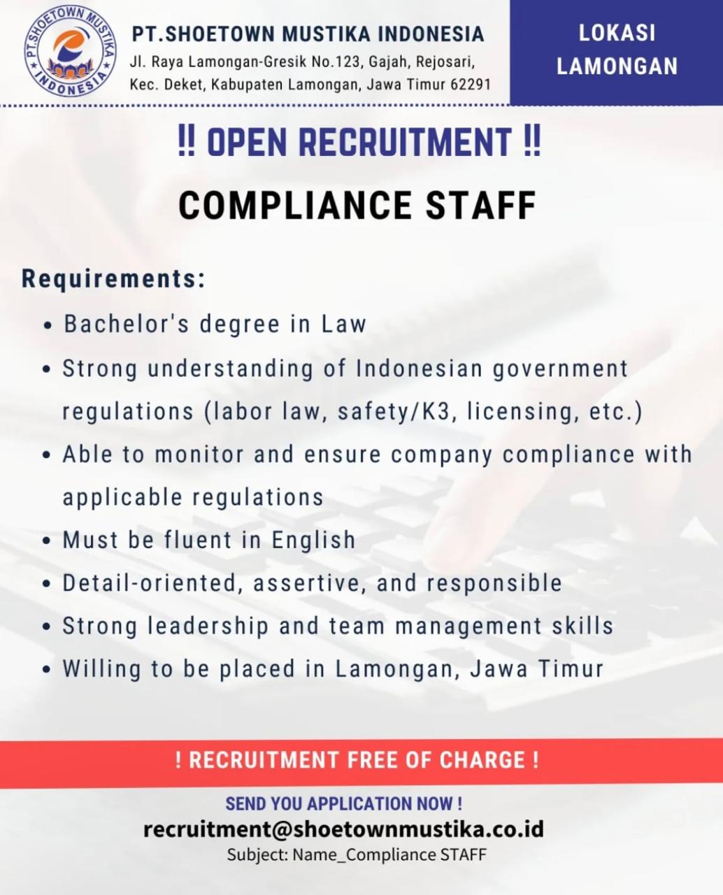 Foto: LOKER PT. SHOETOWN MUSTIKA INDONESIA