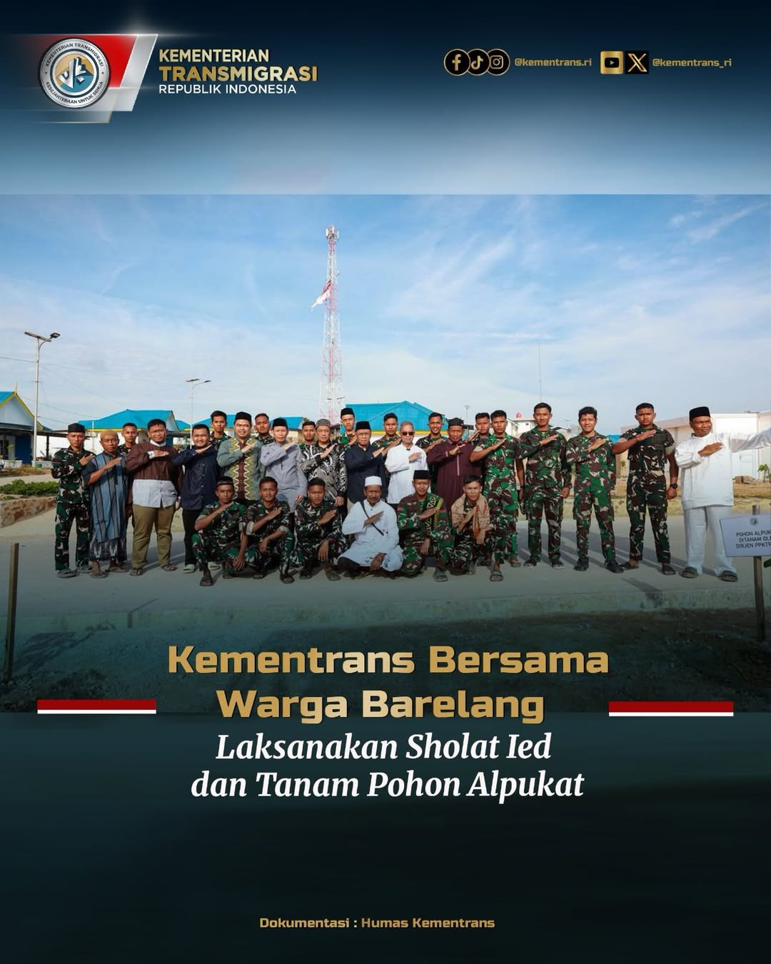 Foto: KEMENTRANS BERSAMA WARGA BARELANG LAKSANAKAN SHOLAT IED DAN TANAM POHON ALPUKAT