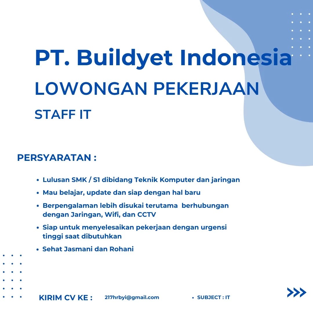 Foto: LOKER PT. BUILDYET INDONESIA