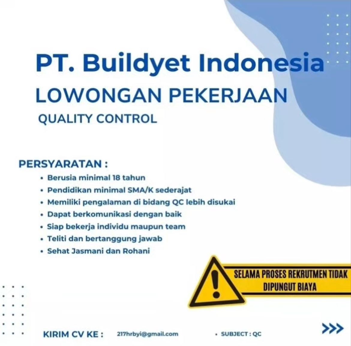 Foto: LOKER PT. BUILDYET INDONESIA