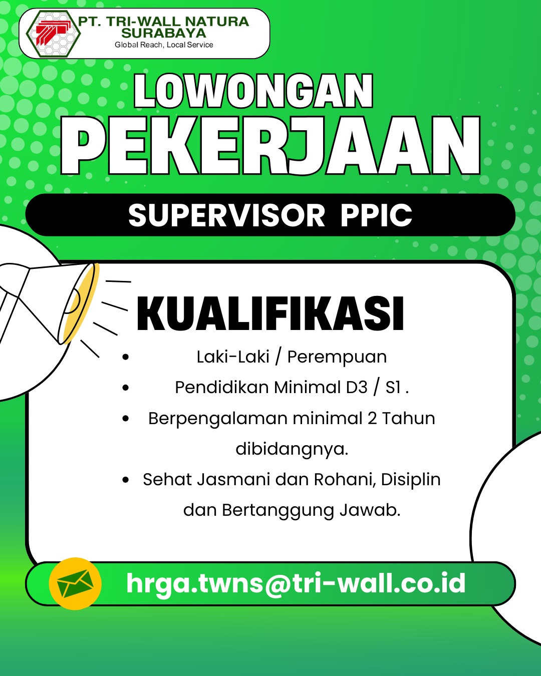Foto: LOKER PT. TRI-WALL NATURA SURABAYA