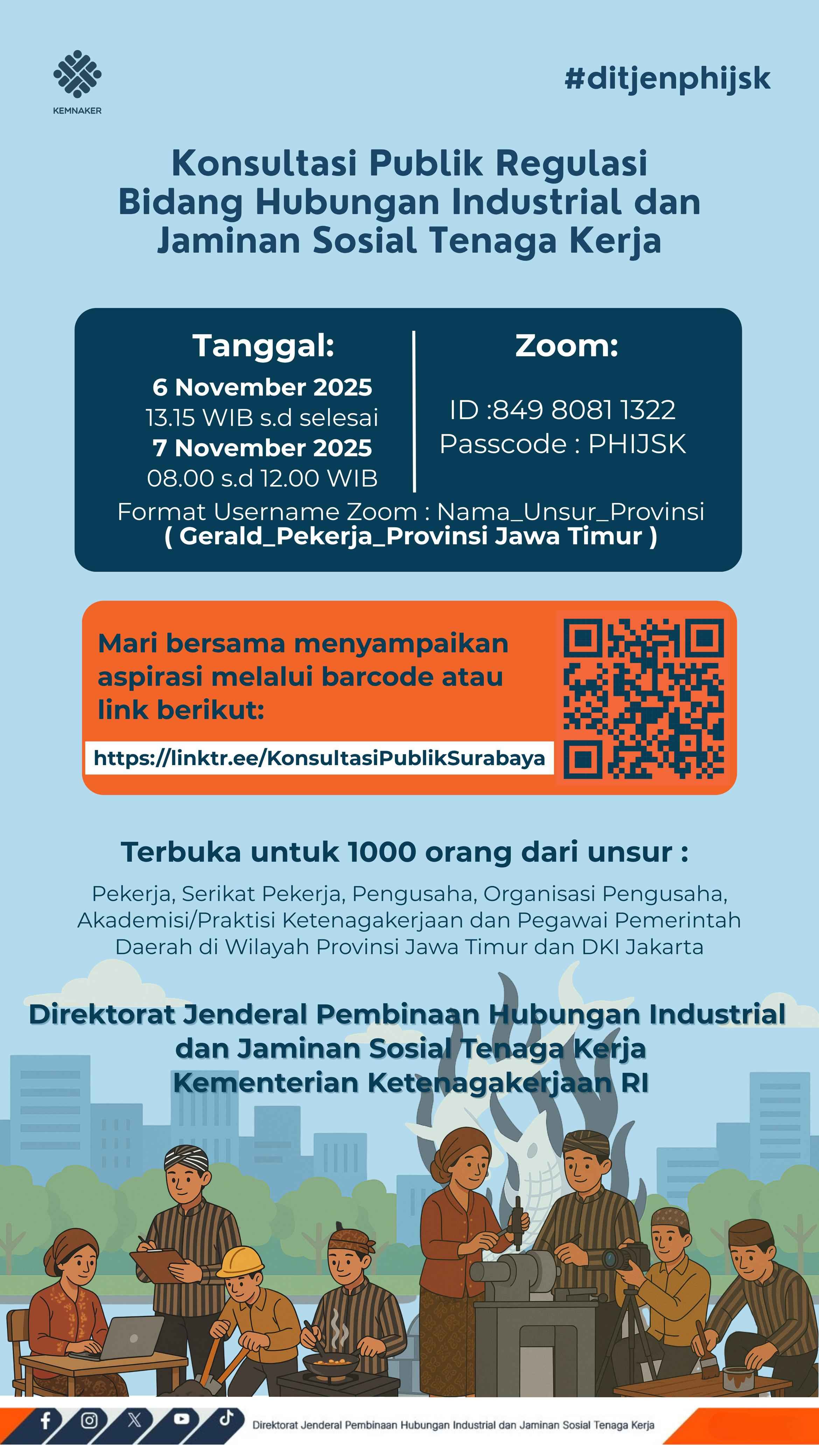 Foto: KONSULTASI PUBLIK REGULASI BIDANG HUBUNGAN INDUSTRIAL DAN JAMINAN SOSIAL TENAGA KERJA