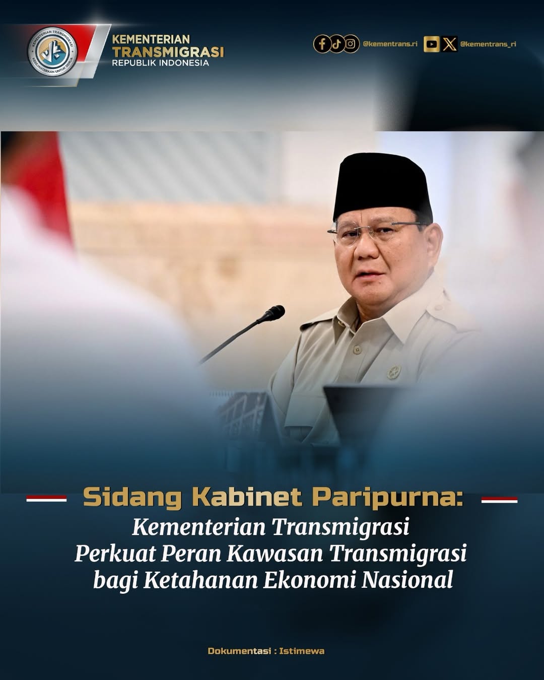 Foto: SIDANG KABINET PARIPURNA: KEMENTERIAN TRANSMIGRASI PERKUAT PERAN KAWASAN TRANSMIGRASI BAGI KETAHANAN EKONOMI NASIONAL