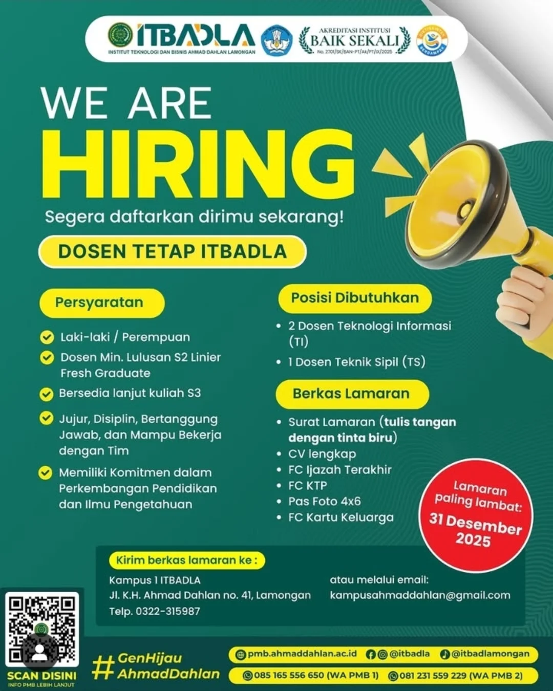 Foto: LOKER ITB AHMAD DAHLAN LAMONGAN