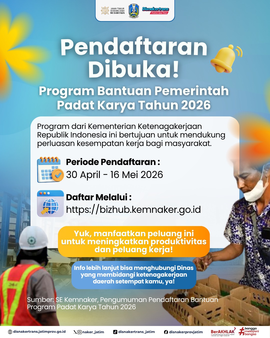 Foto: PENDAFTARAN PROGRAM PADAT KARYA 2026 RESMI DIBUKA!