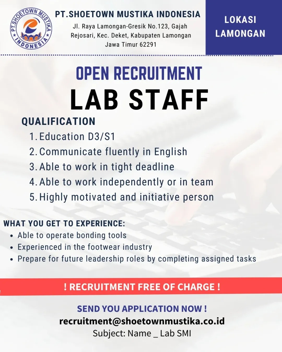 Foto: LOKER PT. SHOETOWN MUSTIKA INDONESIA