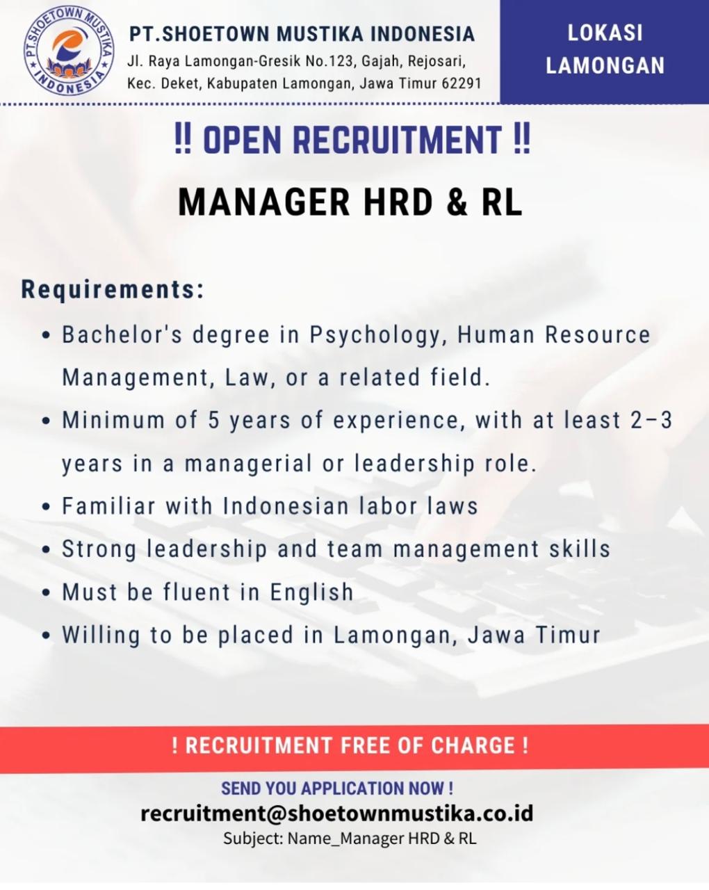 Foto: LOKER PT. SHOETOWN MUSTIKA INDONESIA