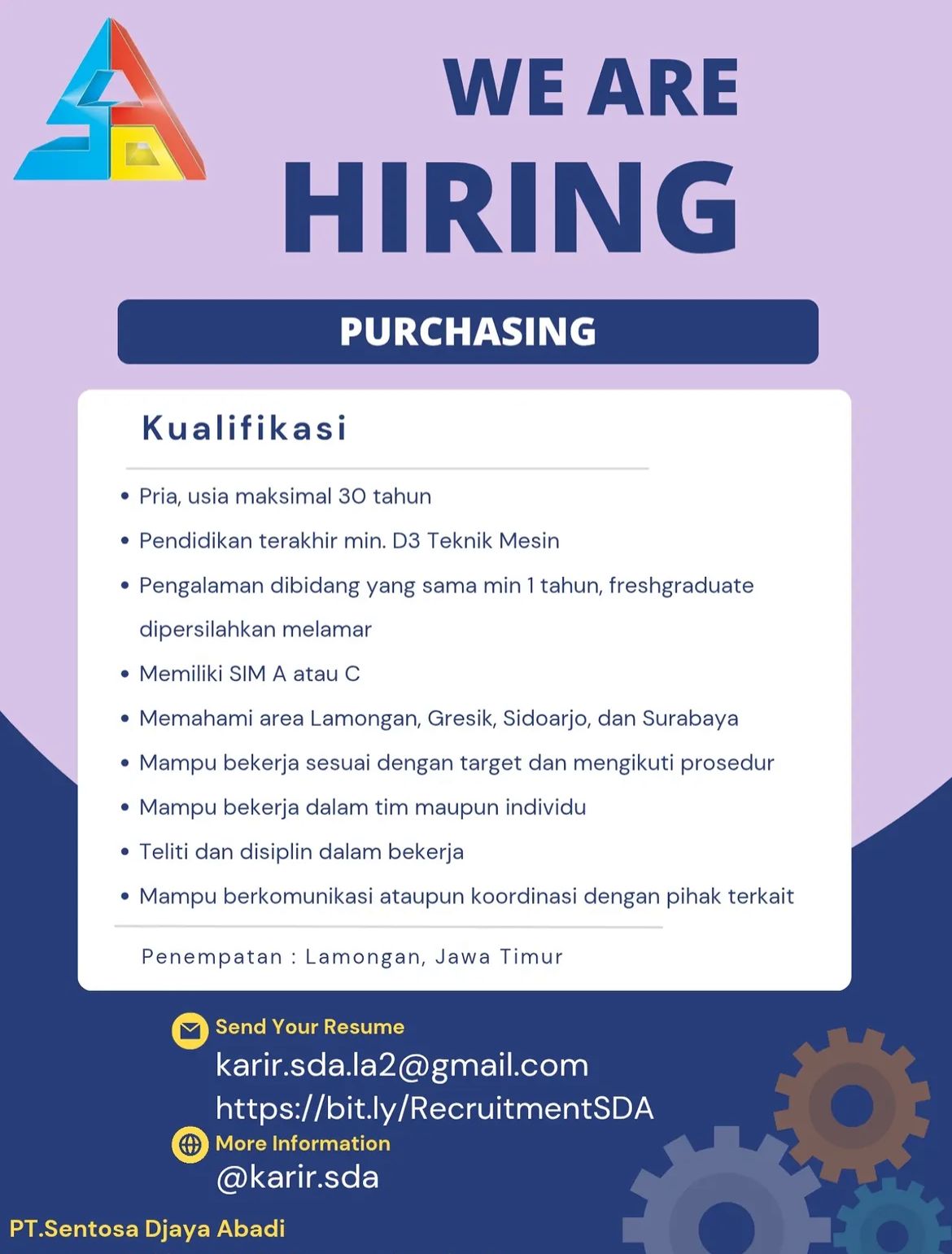 Foto: LOKER PT. SENTOSA DJAYA ABADI
