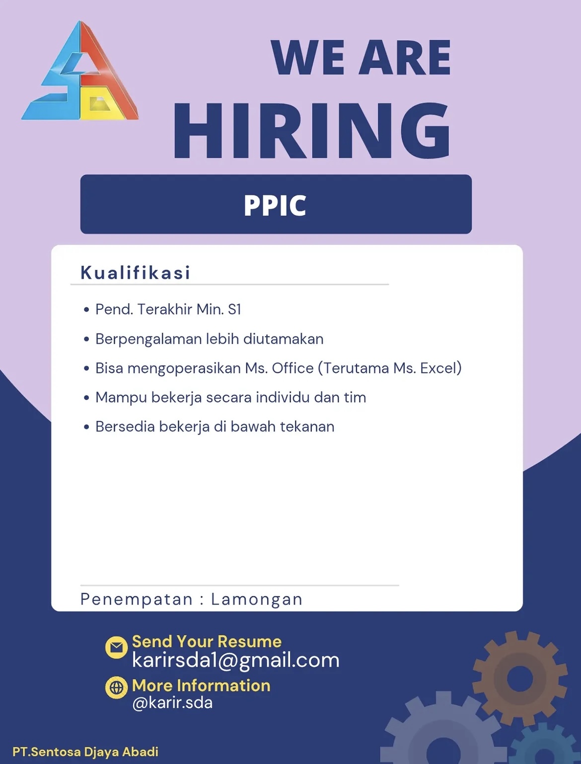 Foto: LOKER PT. SENTOSA DJAYA ABADI