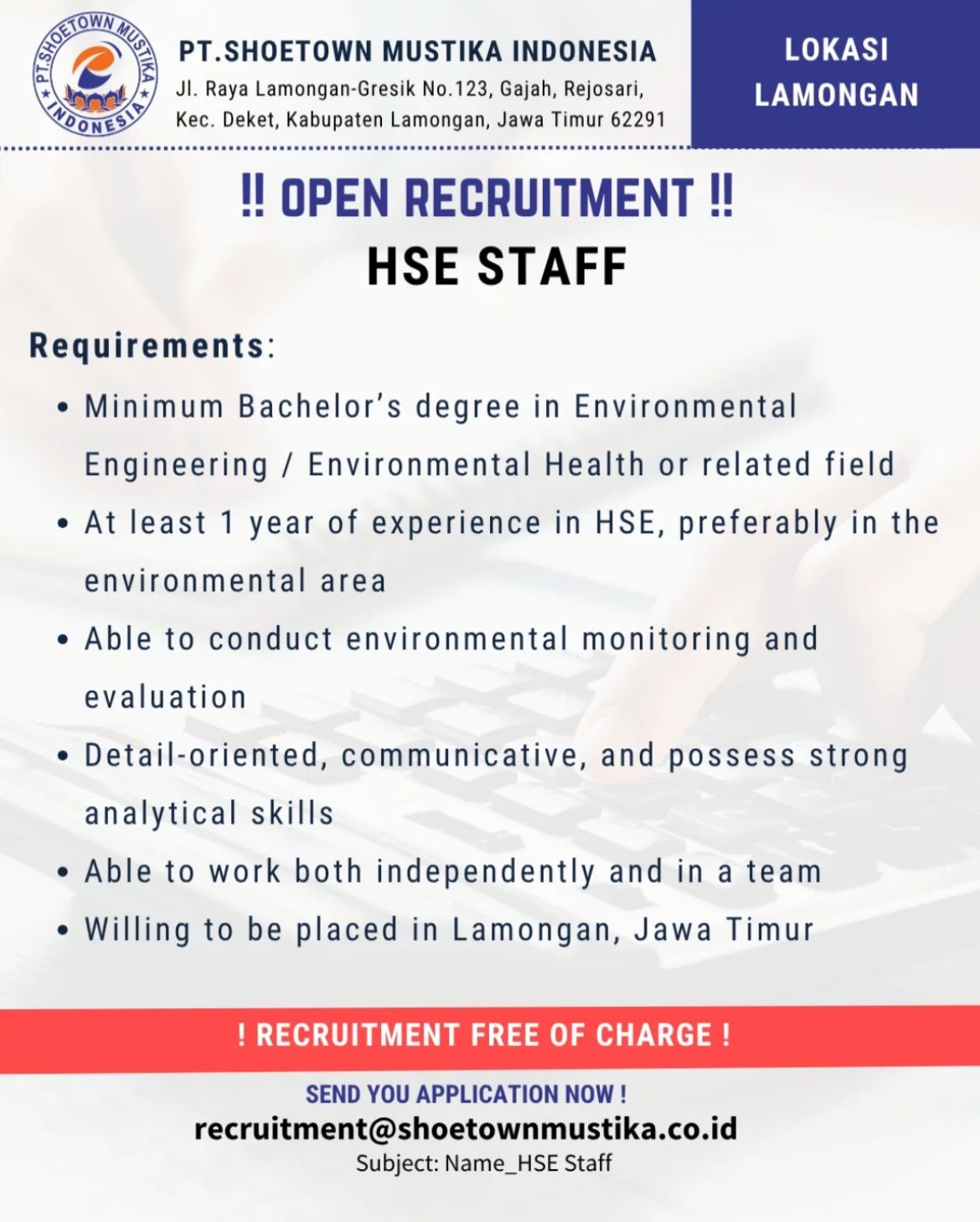 Foto: LOKER PT. SHOETOWN MUSTIKA INDONESIA