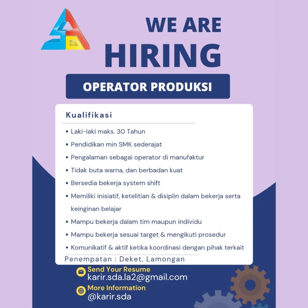 Foto: LOKER PT. SENTOSA DJAYA ABADI
