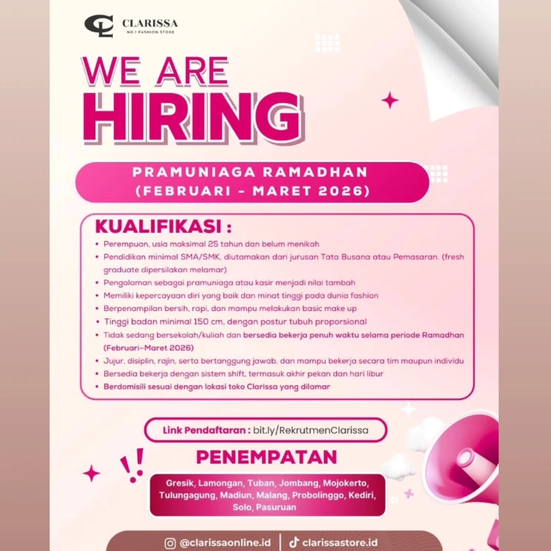 Foto: LOKER CLARISSA LAMONGAN