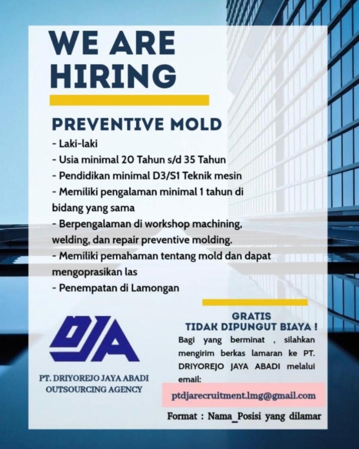 Foto: LOKER PT. DRIYOREJO JAYA ABADI