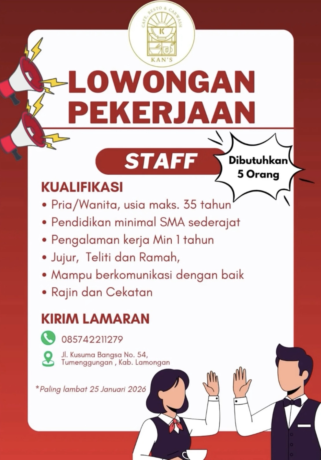 Foto: LOKER KAN'S CAFE & RESTO
