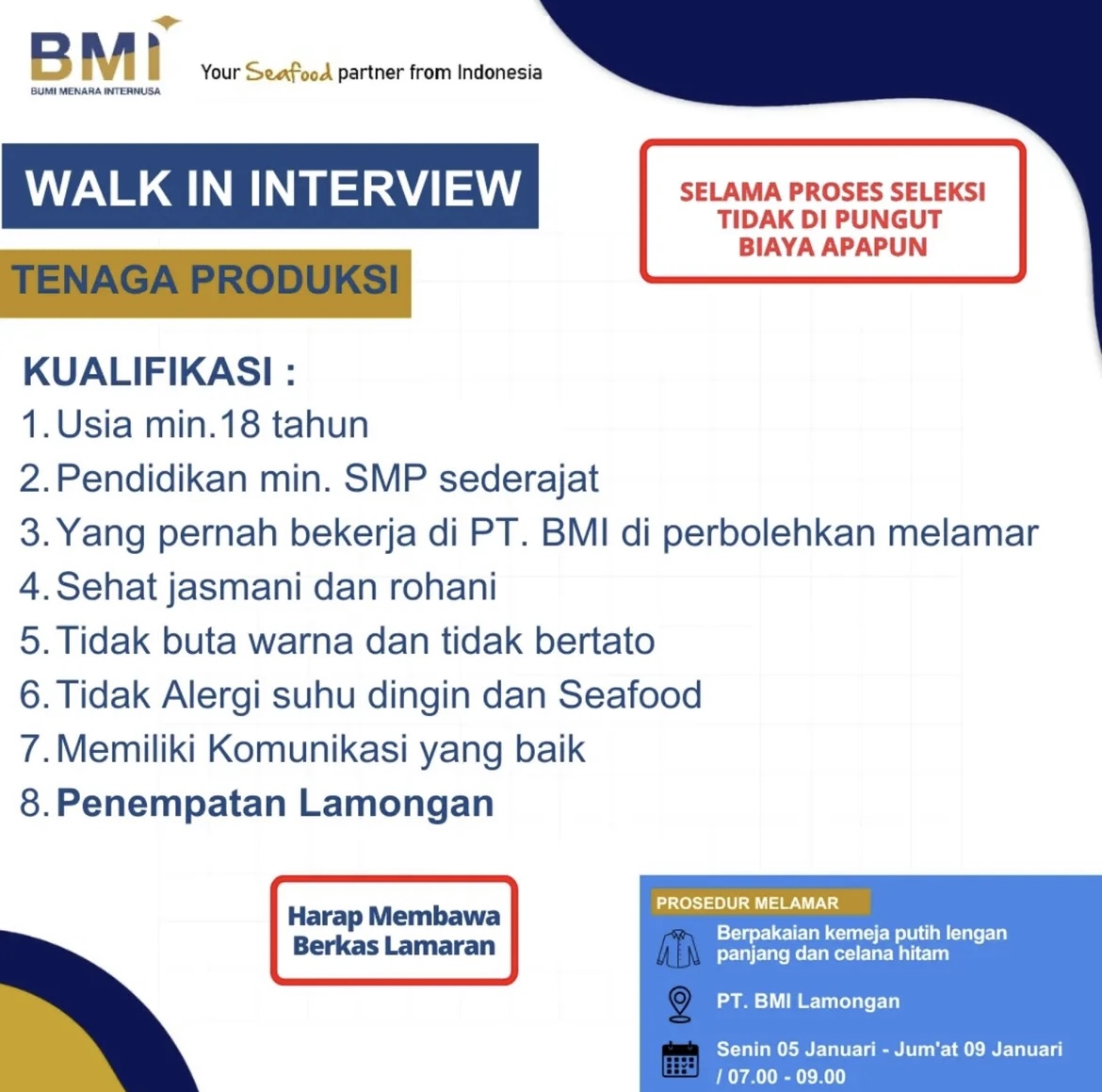 Foto: WALK IN INTERVIEW PT. BUMI MENARA INTERNUSA