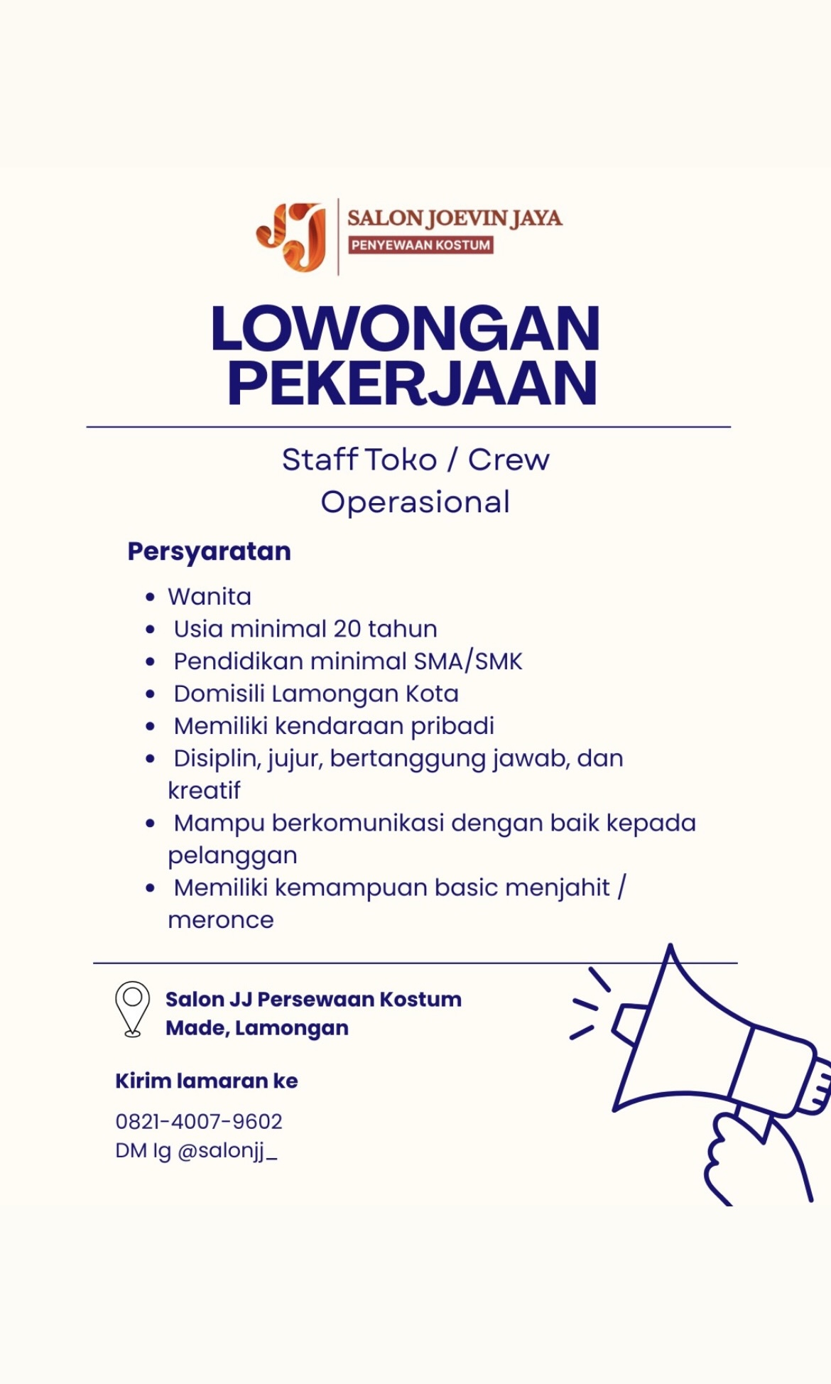 Foto: LOKER SALON JOEVIN JAYA