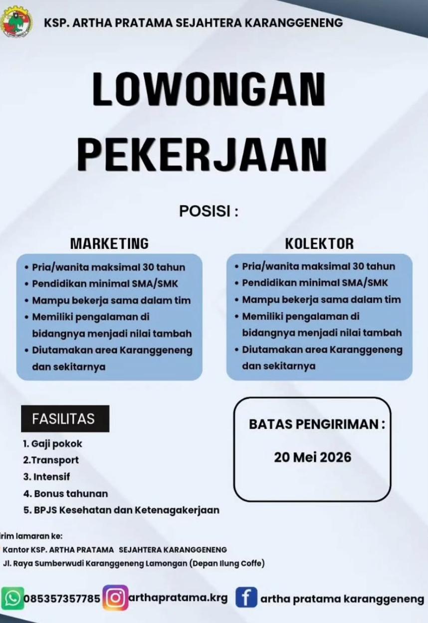 Foto: LOKER ARTHA PRATAMA SEJAHTERA KARANGGENENG