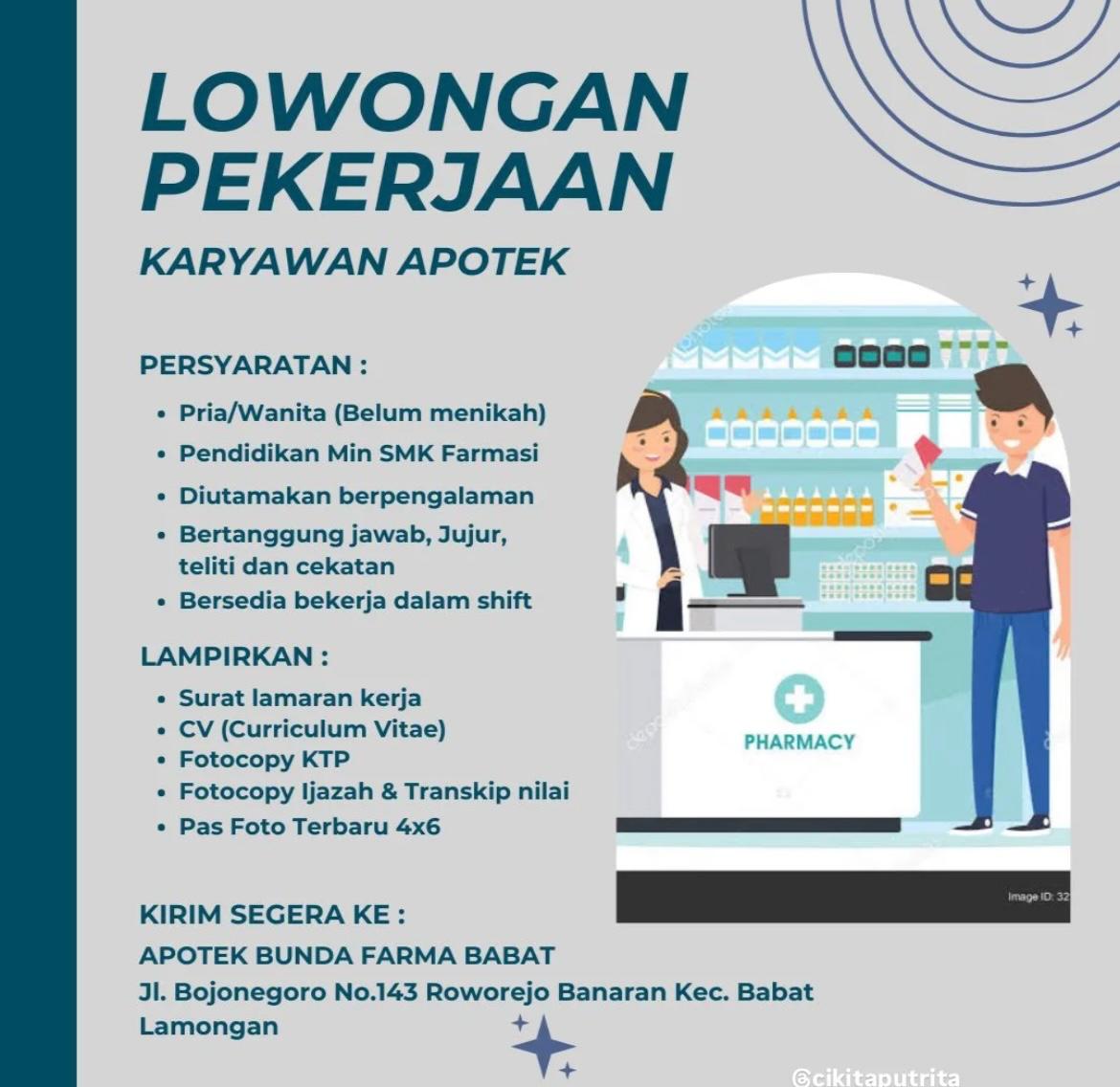 Foto: LOKER APOTEK BUNDA FARMA BABAT