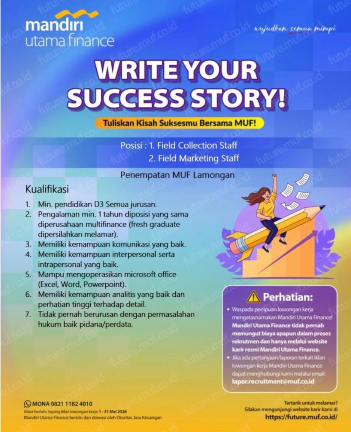 Foto: LOKER MANDIRI UTAMA FINANCE