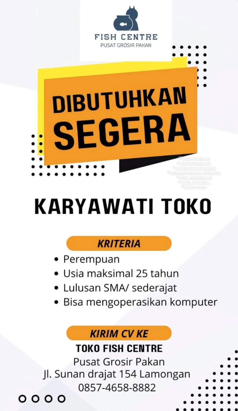 Foto: LOKER TOKO FISH CENTRE