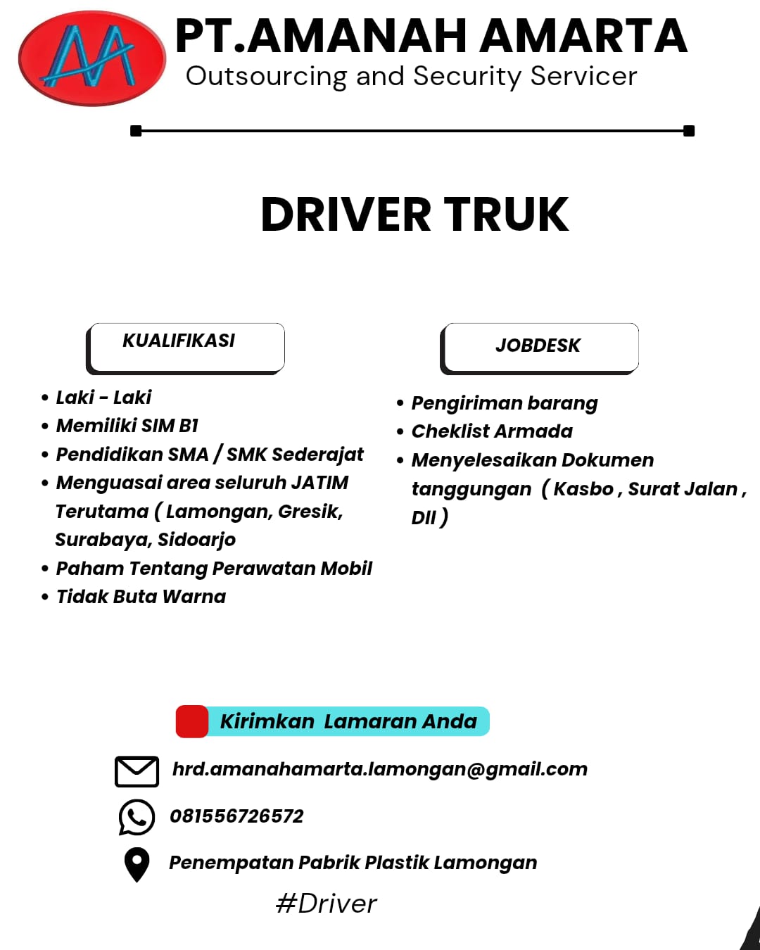 Foto: LOKER PT. AMANAH AMARTA