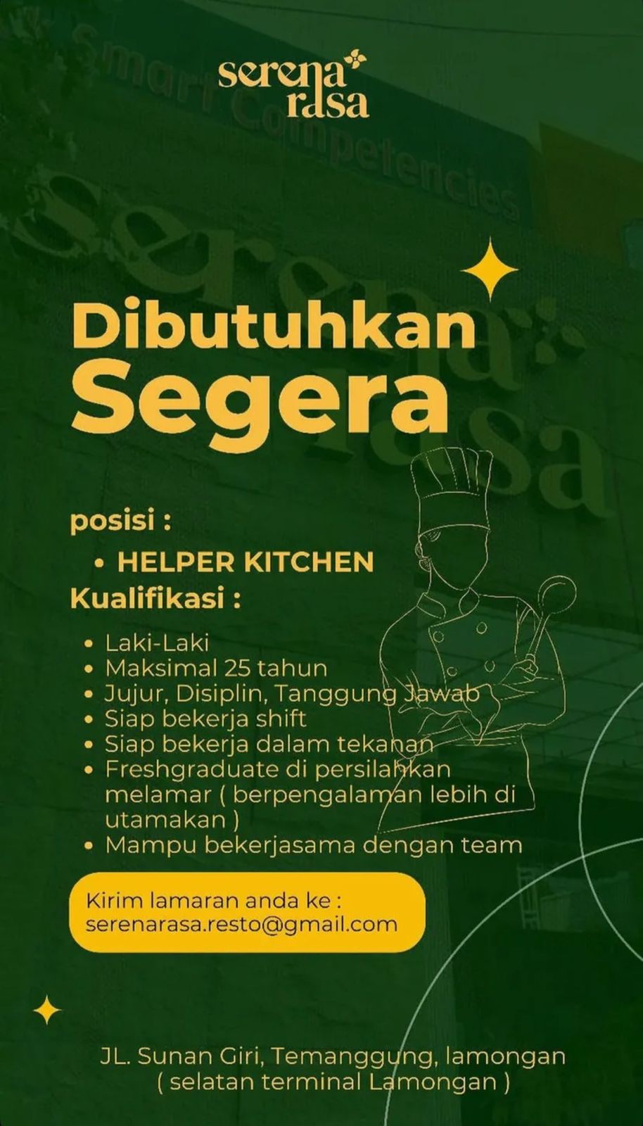 Foto: LOKER SERENA RASA RESTO