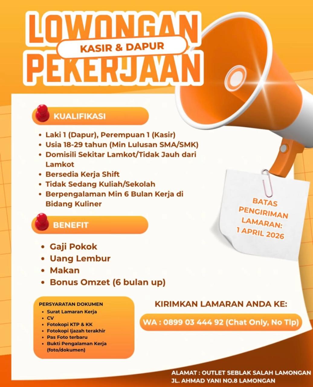Foto: LOKER SEBLAK SALAH LAMONGAN